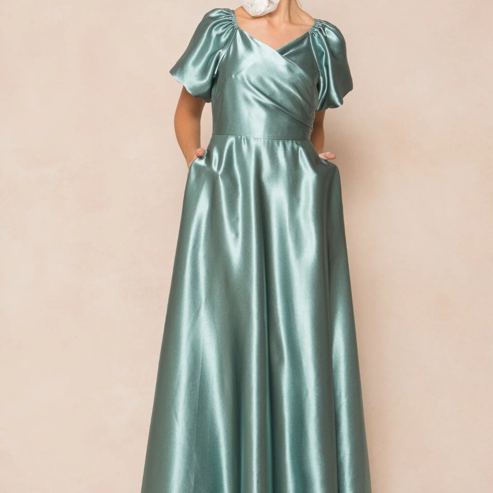 Ivy City Seaglass Satin Woman's Bridesmaid Dress!  NWT! - Picture 4 of 6